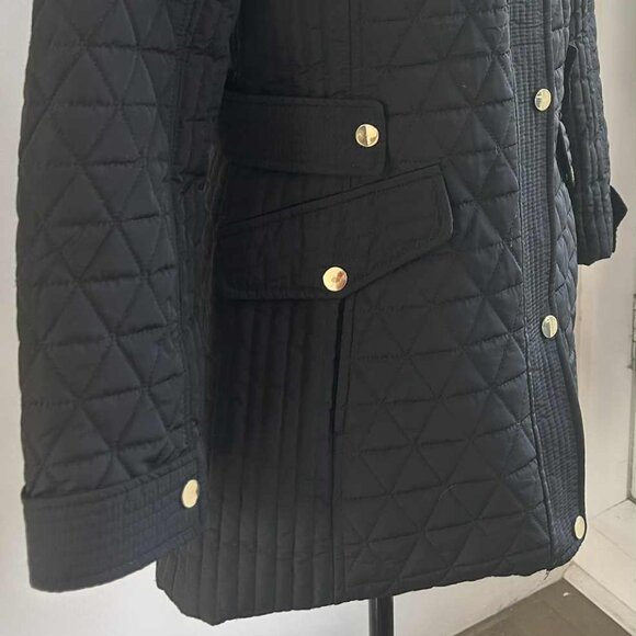 London Fog Black Quilted Field Jacket w/ Removable Hood and Gold Hardware – US S - Picture 2 of 15